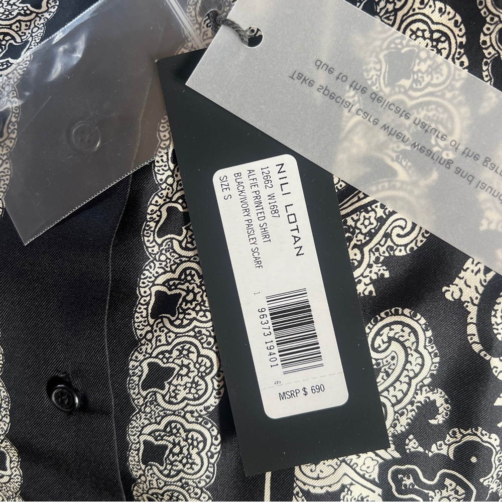 Nili Lotan Black and White Paisley Shirt - Picture 3 of 4